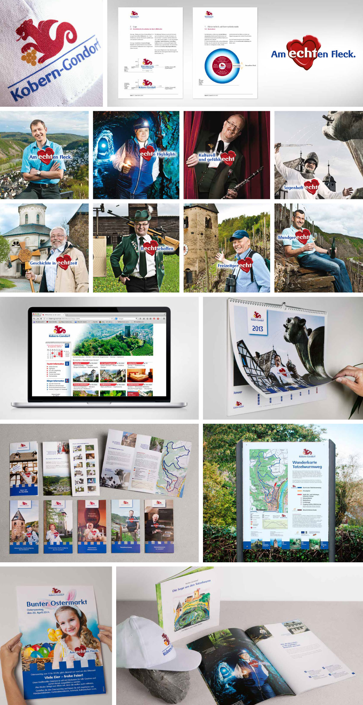 Give-Away Kappe mit Logo Kobern-Gondorf, Styleguide und Claim für Kobern-Gondorf, Markenbotschafter aus Imagebroschüre Kobern-Gondorf, Webdesign Kobern-Gondorf,Kalender Kobern-Gondorf, Flyer Tourismus und Ortsplan Kobern-Gondorf, Infoschild Wanderkarte Tatzelwurmweg Kobern-Gondorf, Eventplakat Kobern-Gondorf, Image-Broschüre Tourismus Kobern-Gondorf, Give-Away, Buch Sage Tatzelwurm